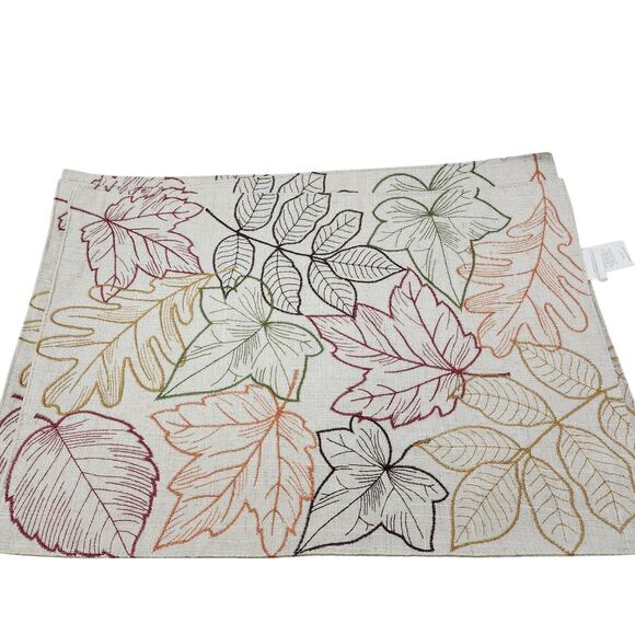 Fall Thanksgiving (4) Placemats 18x12 Embroidered Red Green Brown Leaves Holiday - Picture 3 of 9